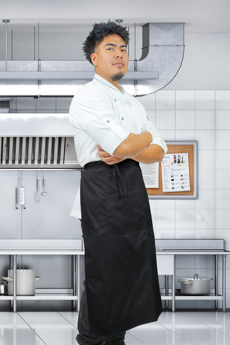 Chef Apron Black Culinary Cloth Apron Chef Uniform Kitchen Cotton