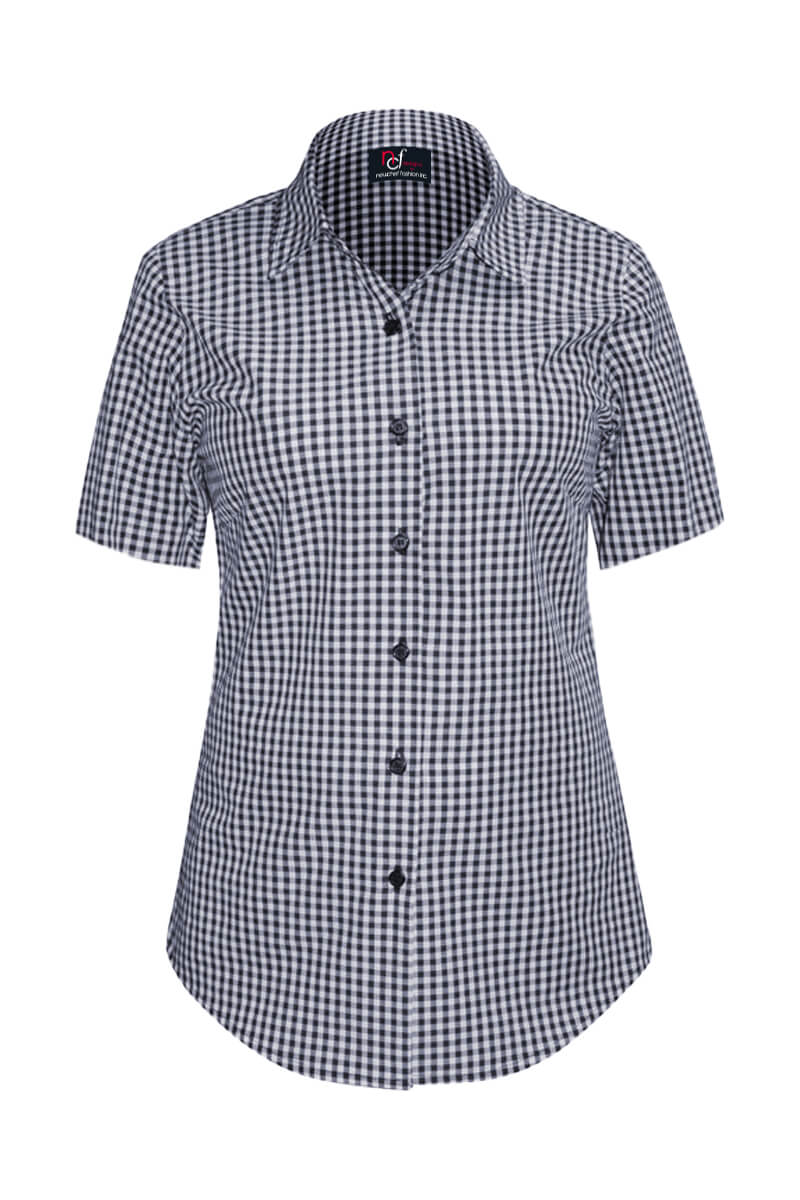 Gizella Ladies' Fitted Short Sleeve Dress Shirt - Navy