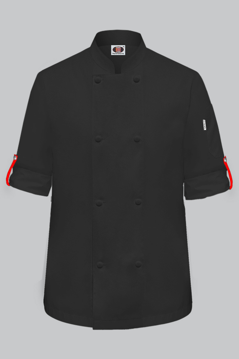 Value Unisex Chef Coat Black Red